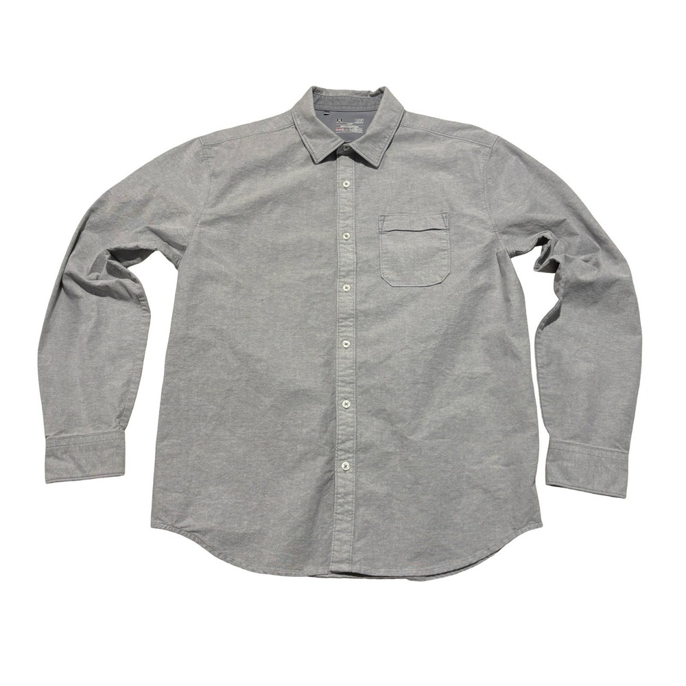 Under Armour HeatGear Men's Loose Gray Vented Long Sleeve Button Down LG 22.5x30